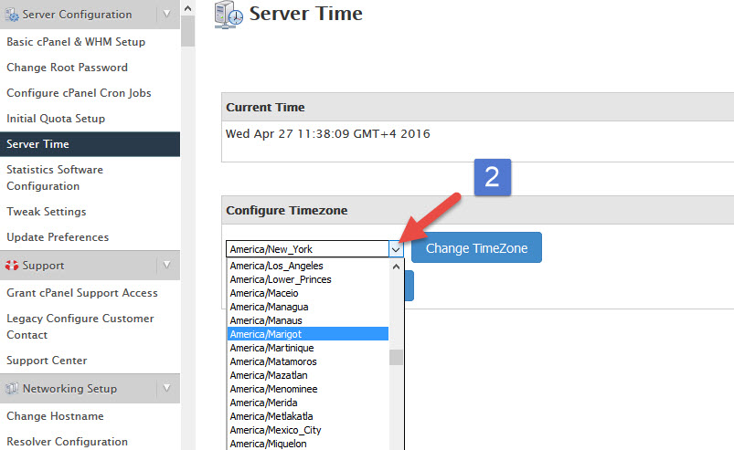 Server menu - Server time