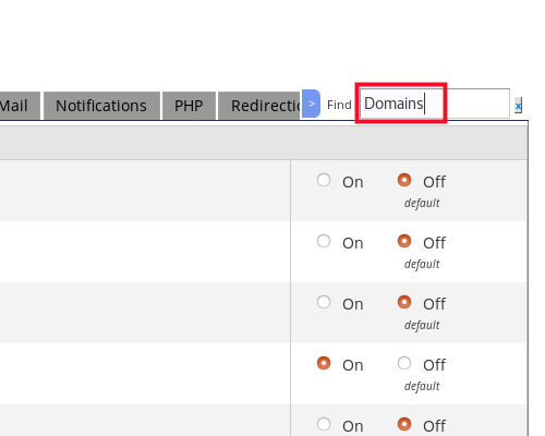 Go to the domains section