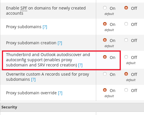 Turn on the AutoConfig and AutoDiscover feature