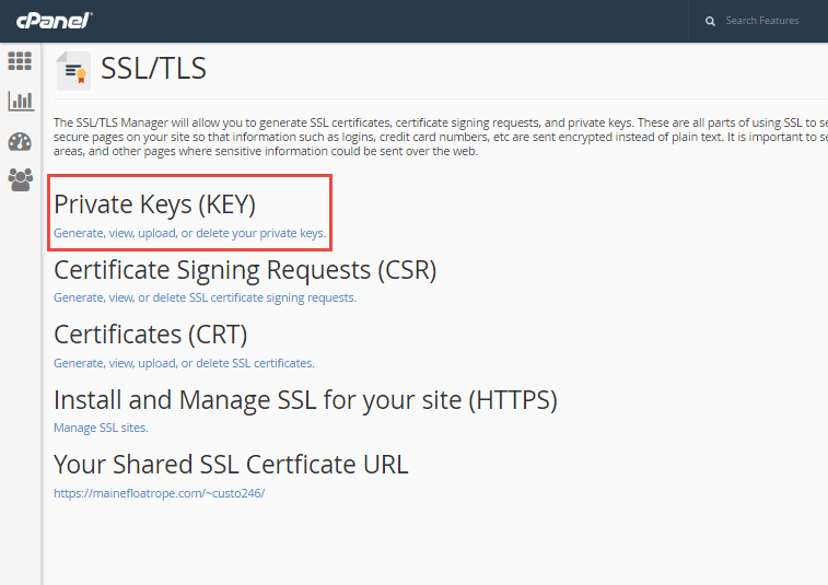click generate private keys