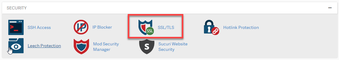 under security click ssl tls manager