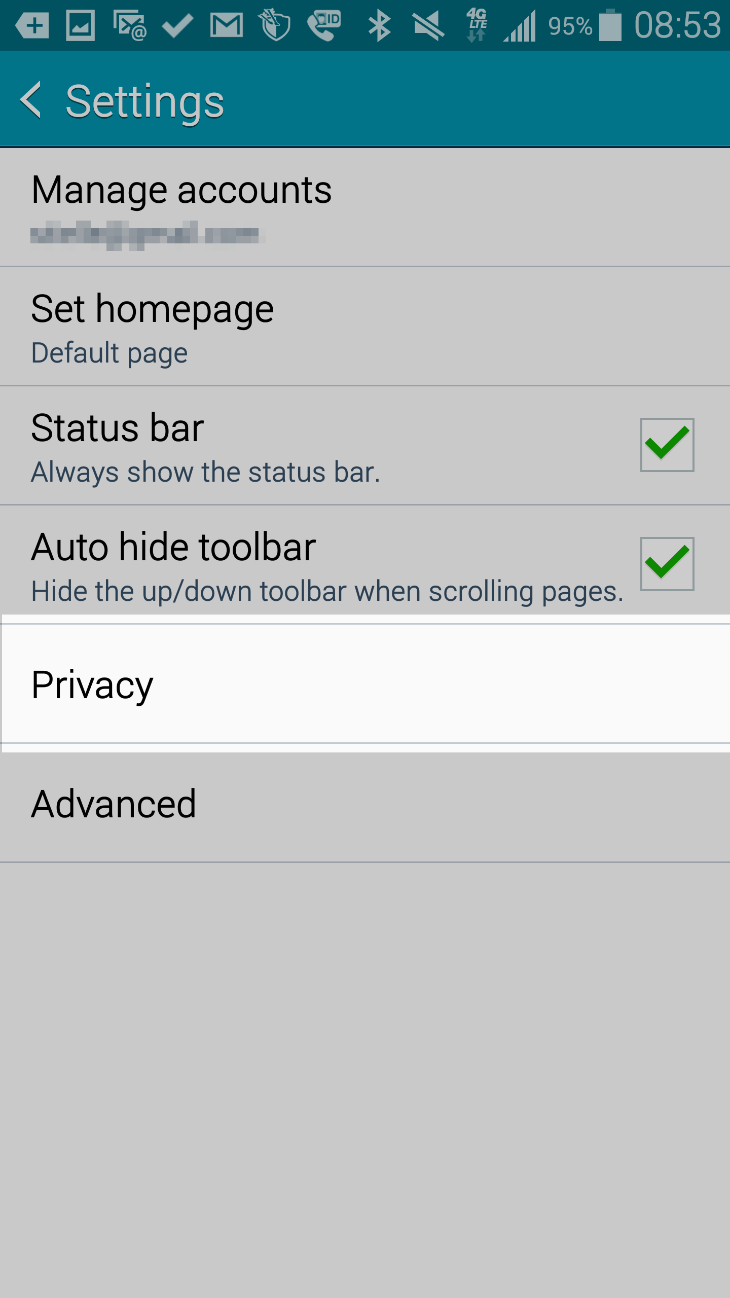 Tap on the Privacy option