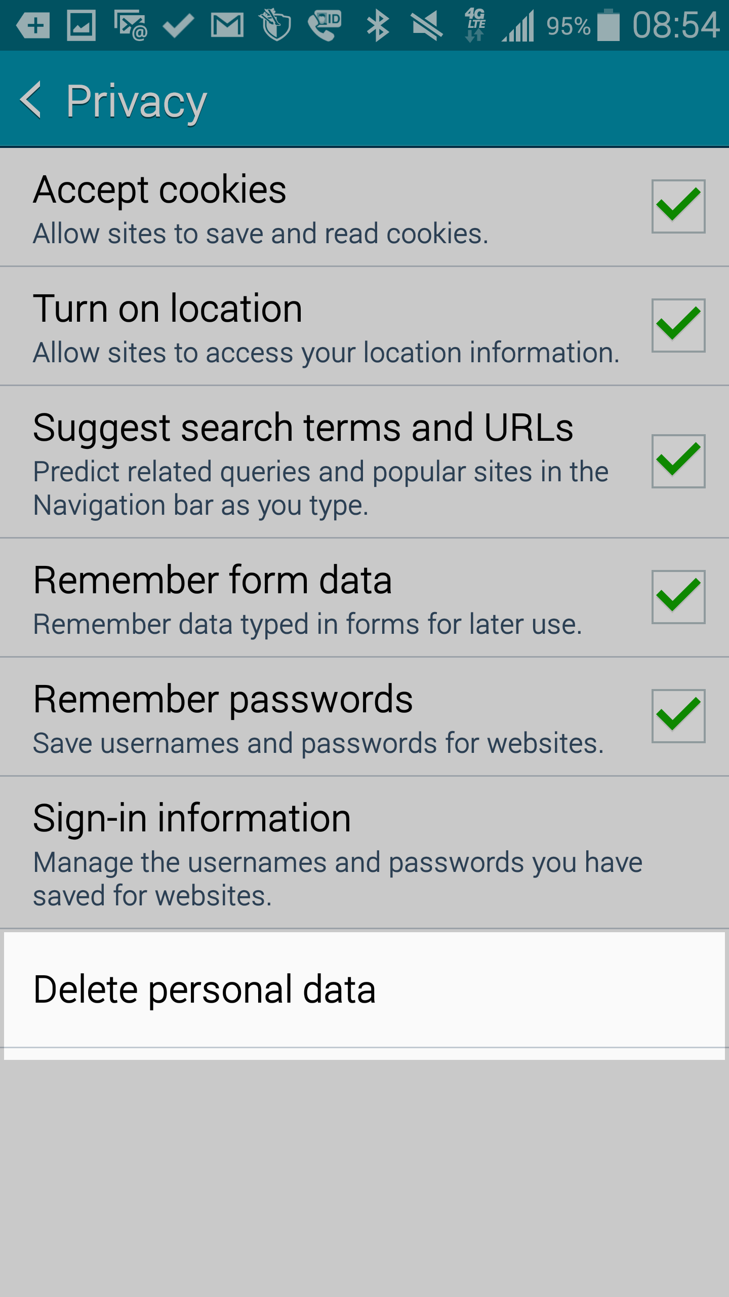 Tap on Delete Personal Data