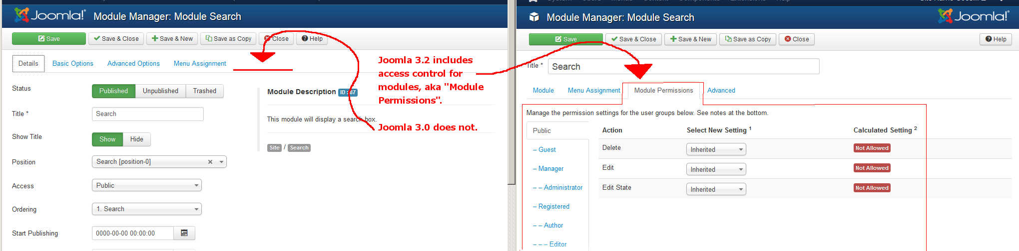 Module Permissions in Joomla 3.2