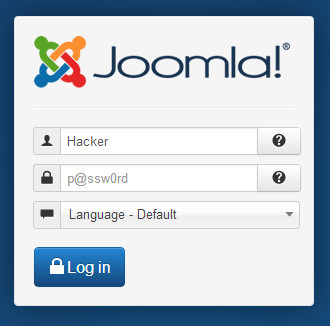 Joomla login screen
