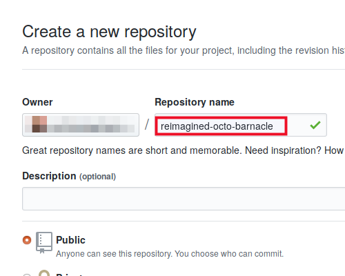 repository name input