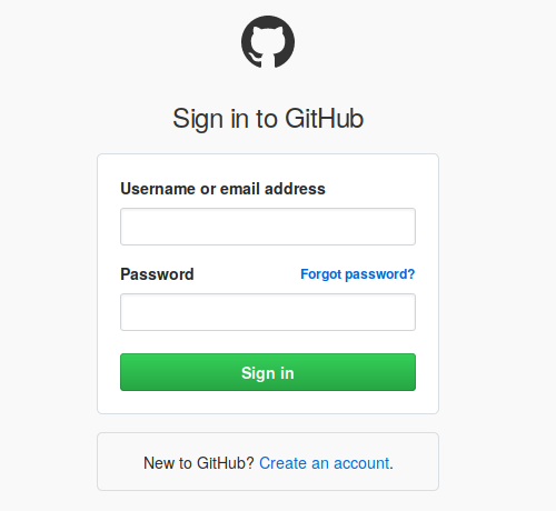 GitHub login screen