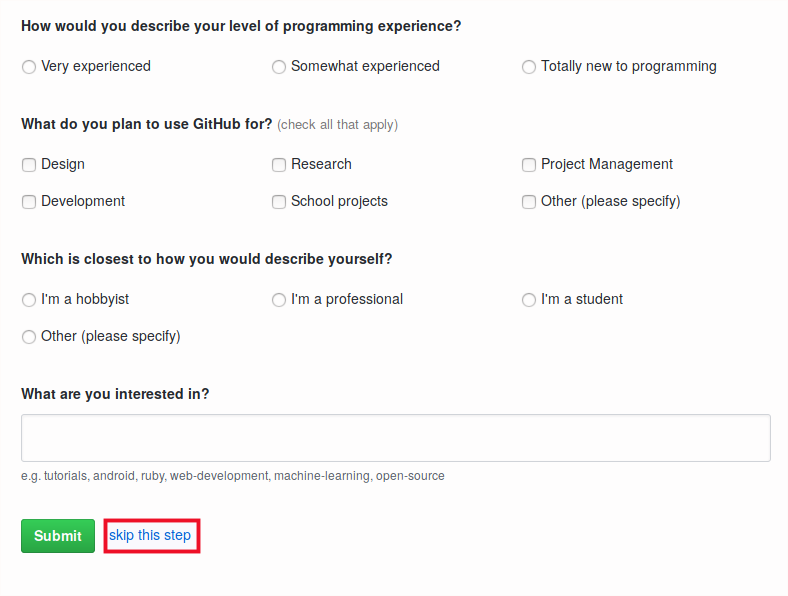 GitHub survey