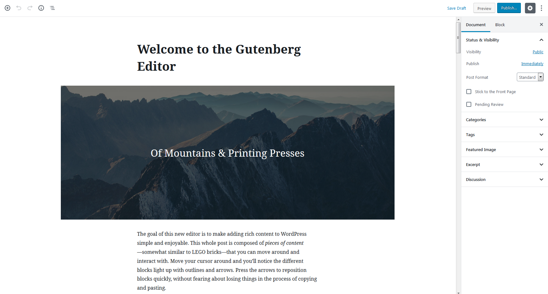 demo of Gutenberg