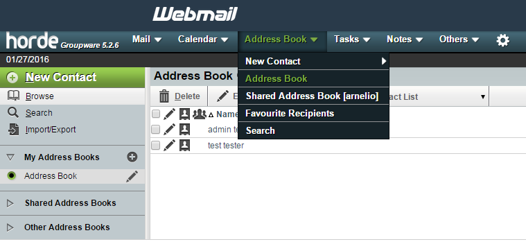 Select the Address book in the drop-down menu