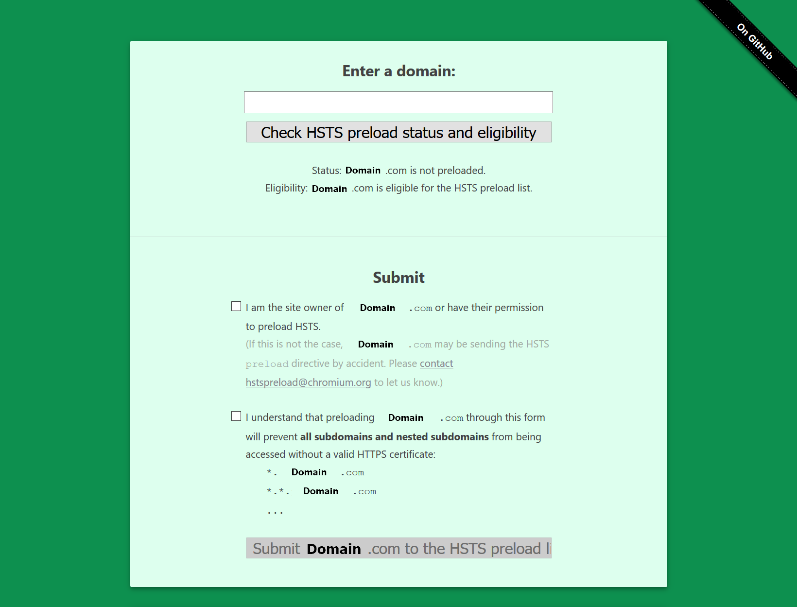 Valid HSTS header for a domain