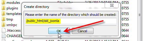 create old_joomla ftp directory