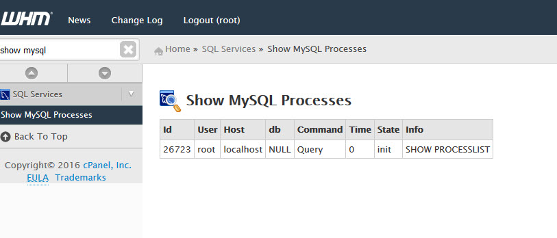 Show MySQL processes