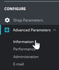Select Advanced Parameters and Information