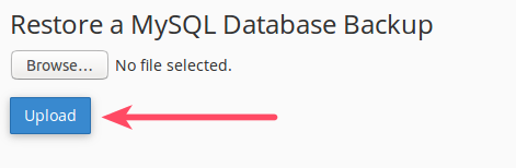 Browse for MySQL Database Backup and upload