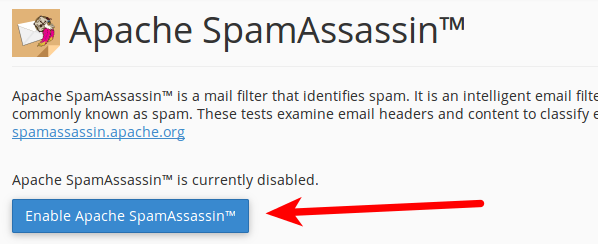 Enable Apache SpamAssassin button