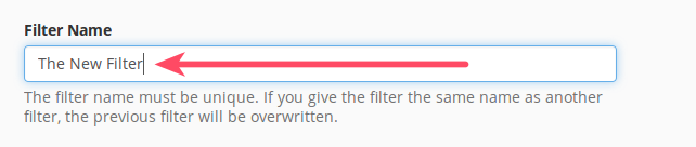 Filter name input