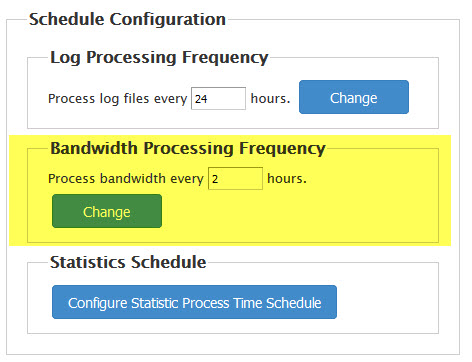 Set the bandwidth processing frequency