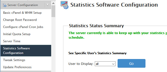 Stats Software configuration menu