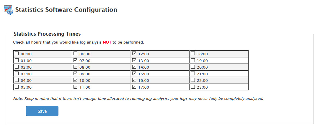 Set hours where log analysis is not performed