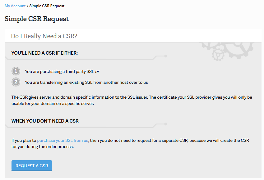 Simple CSR Request page