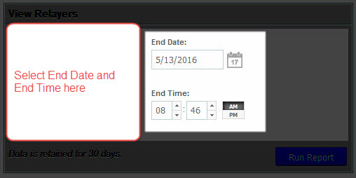Select End date and time