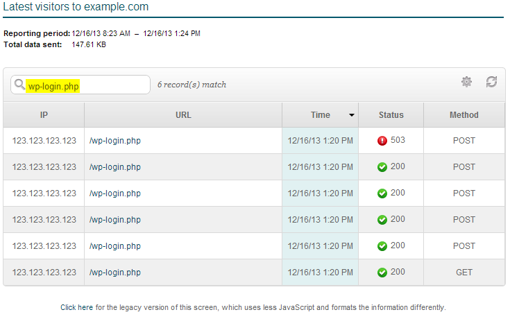 wp-login attempts in cpanel latest visitors
