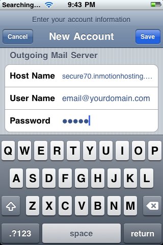 iphone outgoing server information