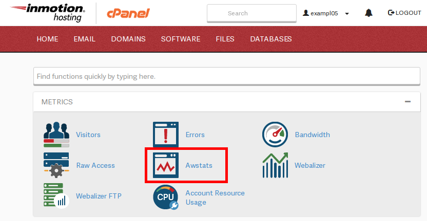 opening awstats from cpanel