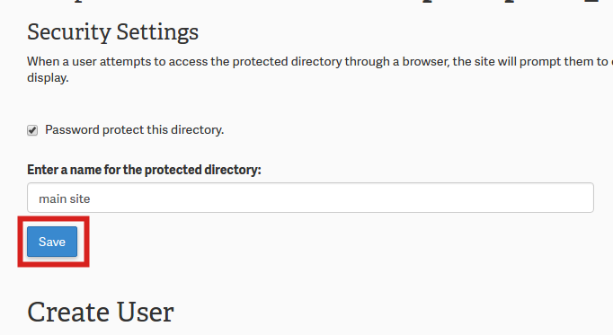 Security Settings displayed with Save button highlighted.
