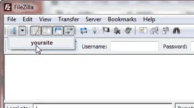Select your Site to connect in FileZilla