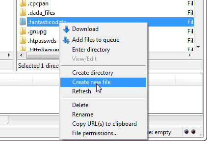 Create a file in FileZilla