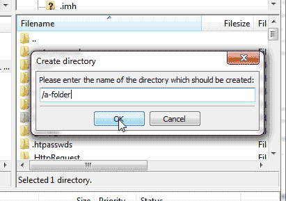 Name the file or folder FileZilla
