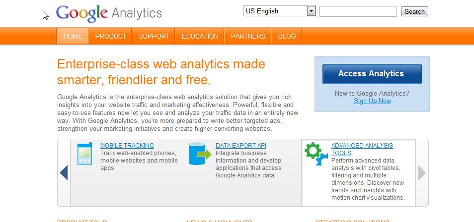 sign up for google analytics