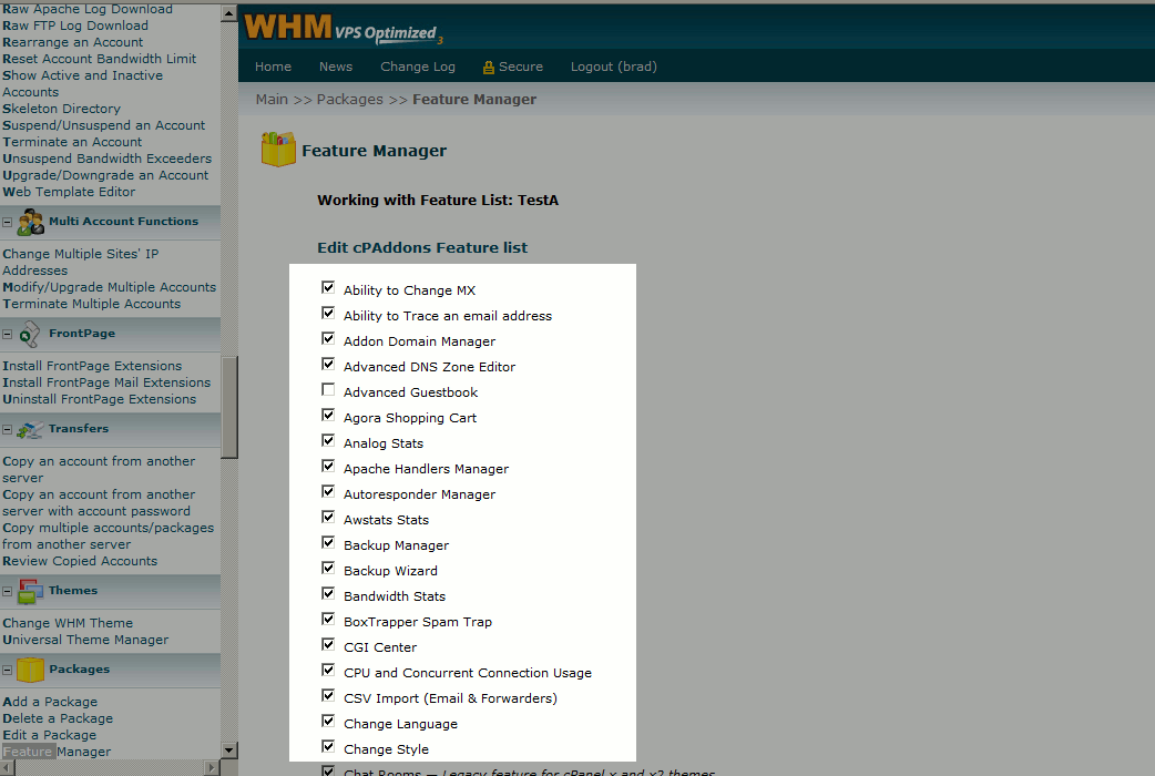list-of-features-in-the-whm-feature-manager