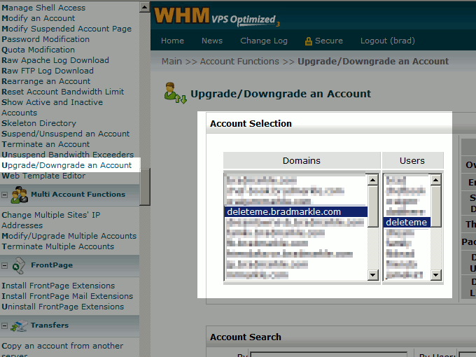 click-upgrade-downgrade-an-account-in-whm-and-then-choose-the-account