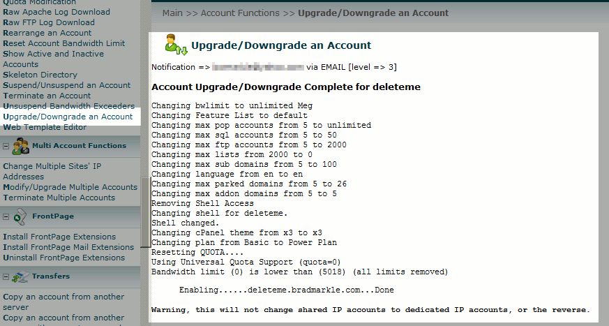 you-have-successfully-upgraded-downgraded-a-cpanel-account-within-whm