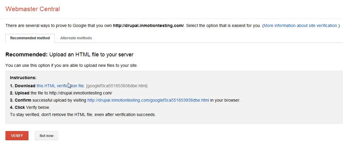 Verifying your website with Google | InMotion Hosting