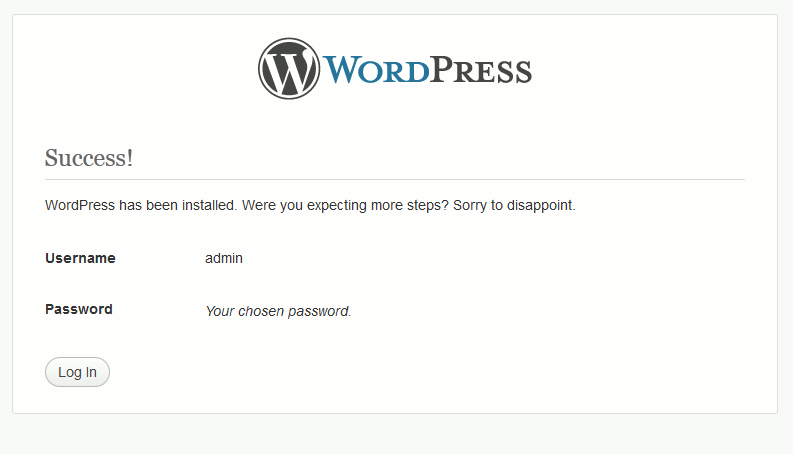 success-wordpress-install