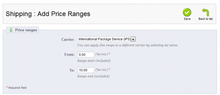 Support Price Ranges How to set Price Ranges for Shipping Carriers in PrestaShop 1.5 ...