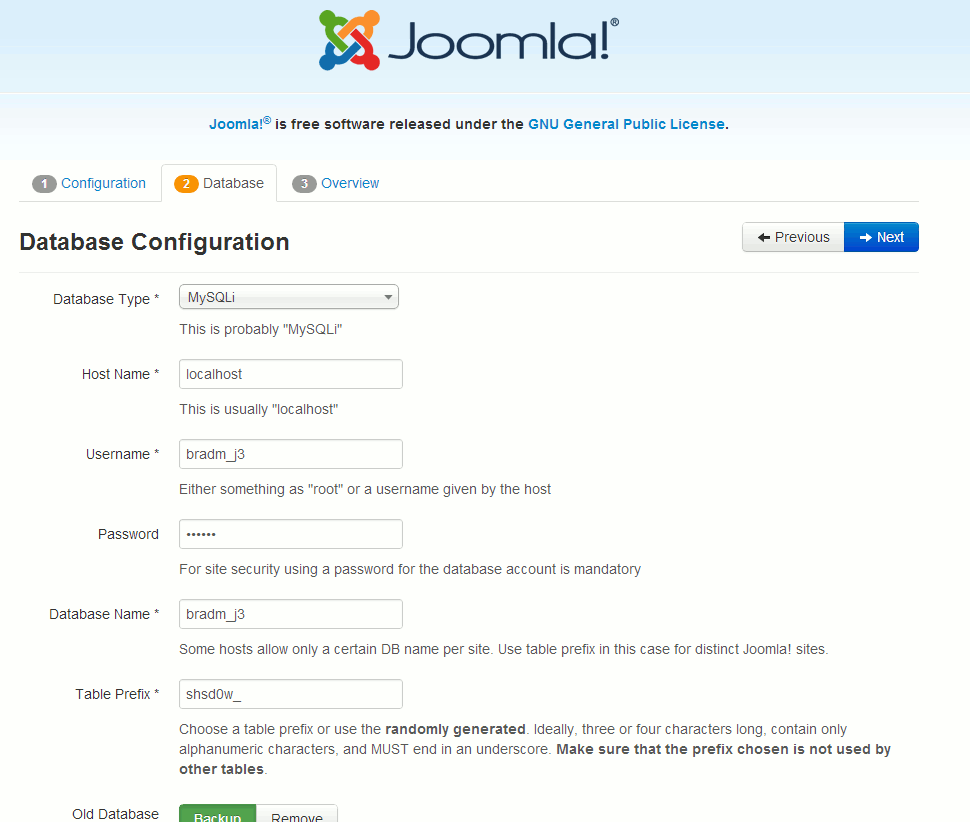 install-joomla-database-settings