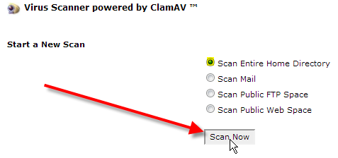 cPanel user ClamAV options