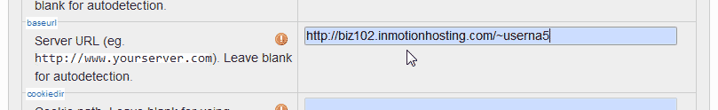 Setting the site url to the temp url in DokuWiki