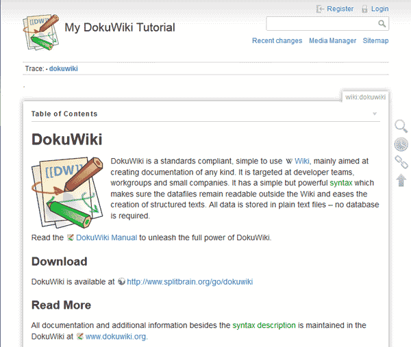 DokuWiki Default theme preview