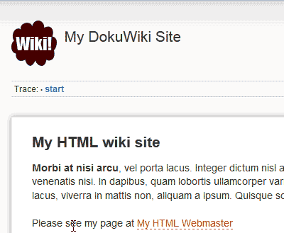 View of the new logo in DokuWiki