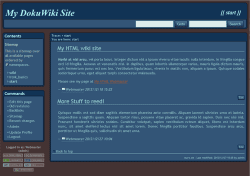 dokuwiki roundbox template home page