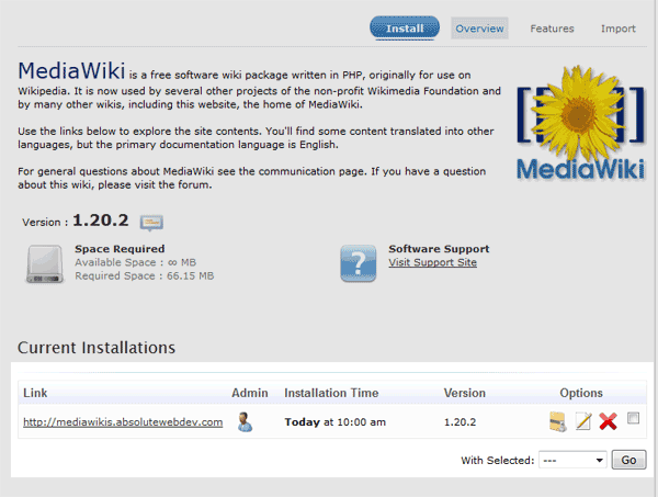install-softaculous-5-mediawiki