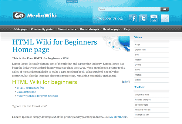 MediaWiki gmwfreeblue theme preview
