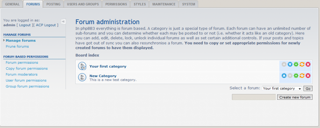 Adding a new category in phpBB 3.0 | InMotion Hosting