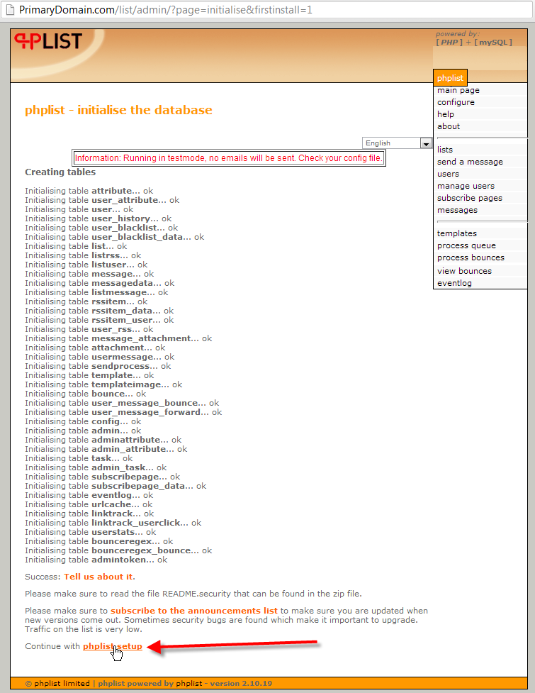 phplist-initialise-database-complete